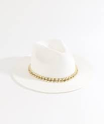 PIA ROSSINI-KHARI HAT-WHITE/GOLD CHAIN