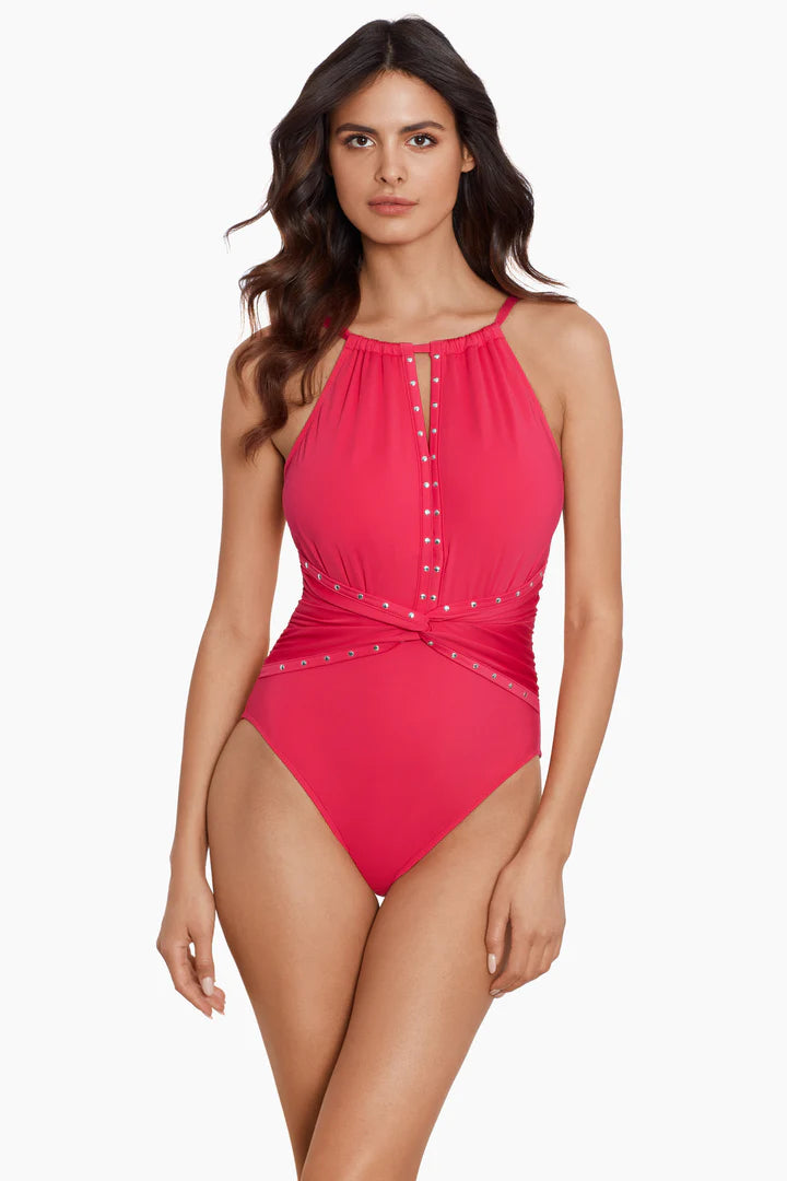 MAGICSUIT-RIVETED DIANA ONE PIECE-CORAL ROSE