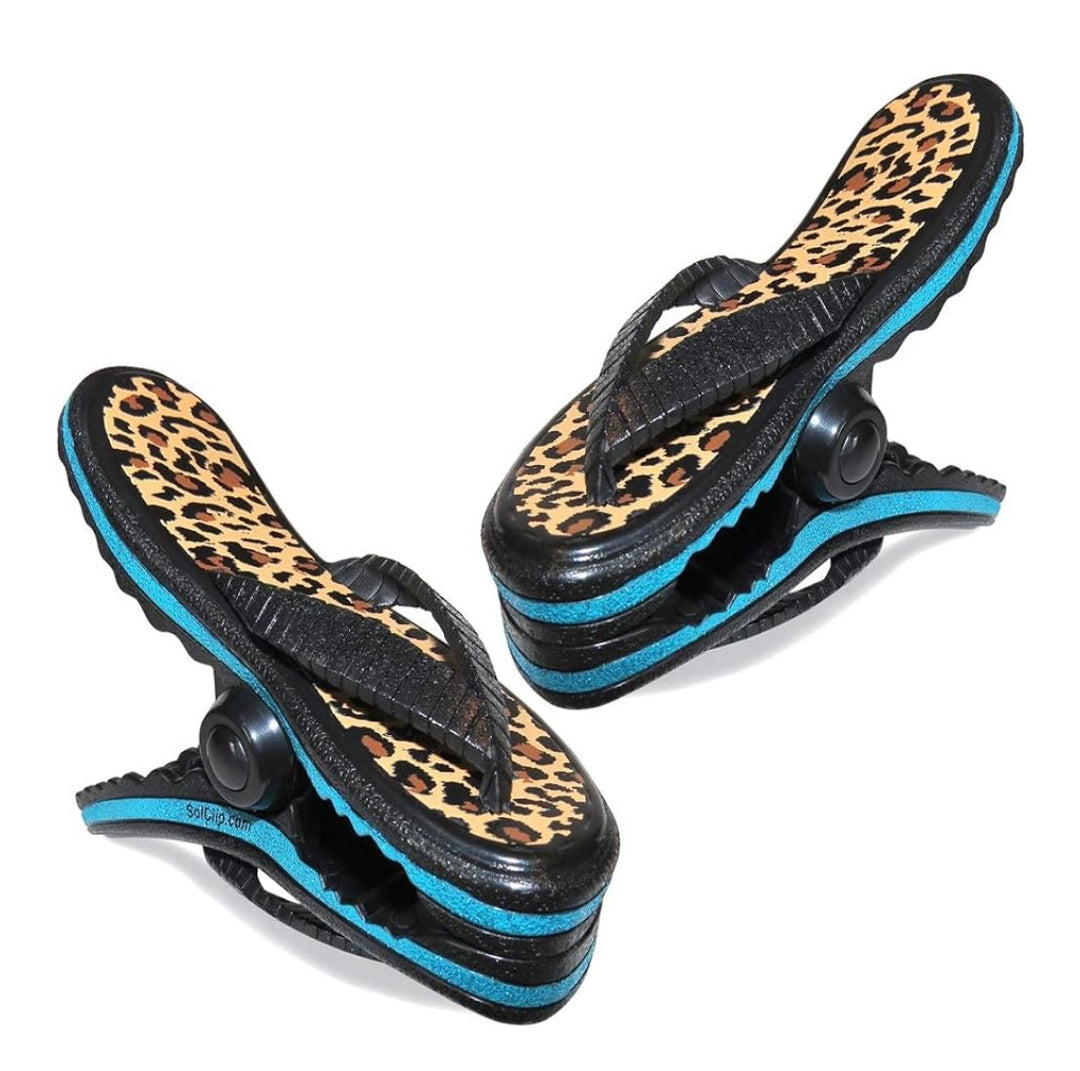 LEOPARD FLIP FLOP BEACH TOWEL CLIPS (SET)