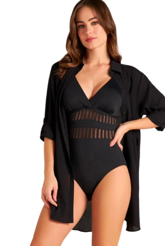 MARIE HIGH LOW SHIRT - BLACK