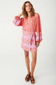 SPELL-SUNSHINE BANDIT WRAP MINI SKIRT-CAYENNE