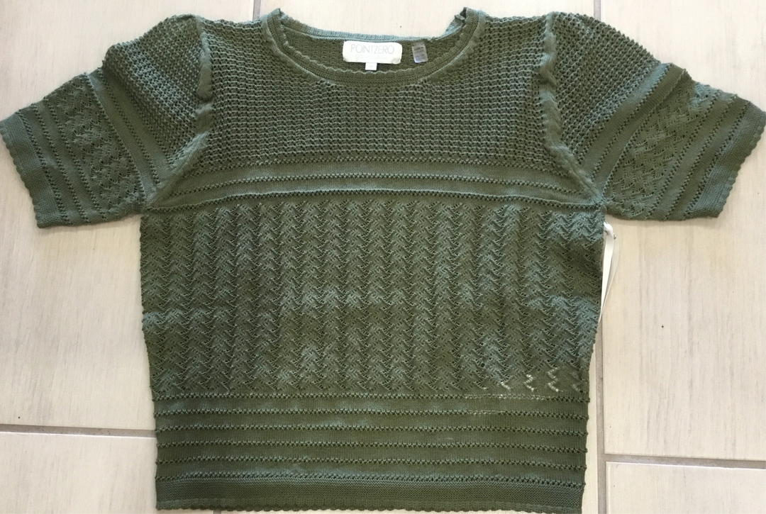 POINT ZERO-SHORT SLEEVE SWEATER-ARMY GREEN