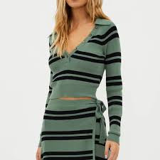 BEACH RIOT-CATALINA TOP-QUEEN PALM STRIPE
