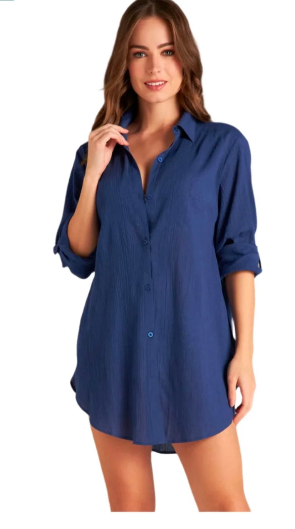 MARIE HIGH LOW SHORT - BLUE