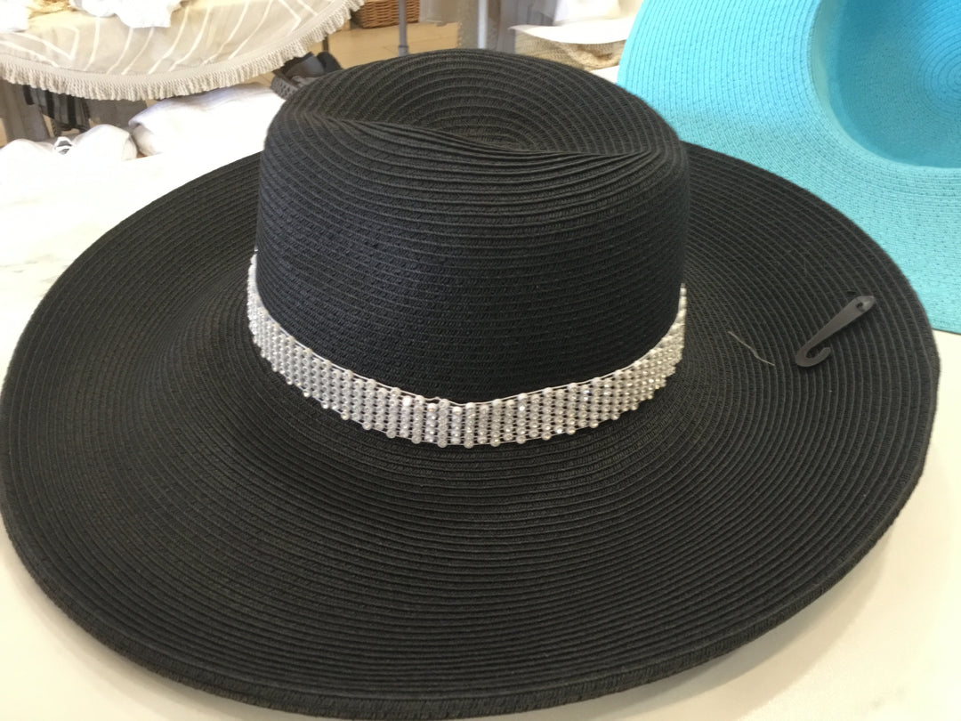 PIA ROSSINI-LORENA HAT-BLACK/RHINESTONES