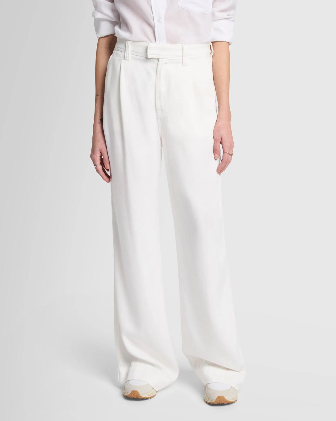 7 FOR ALL MANKIND-DENIM LUSTRE PLEATED TROUSER-WHITE