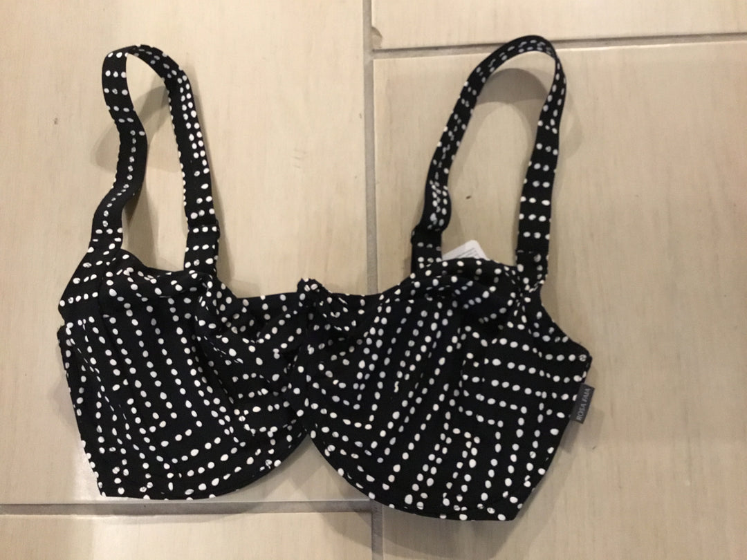 ROSA FAIA-LUNA TOP FULL CUP-BLACK/WHITE POLKA DOTS