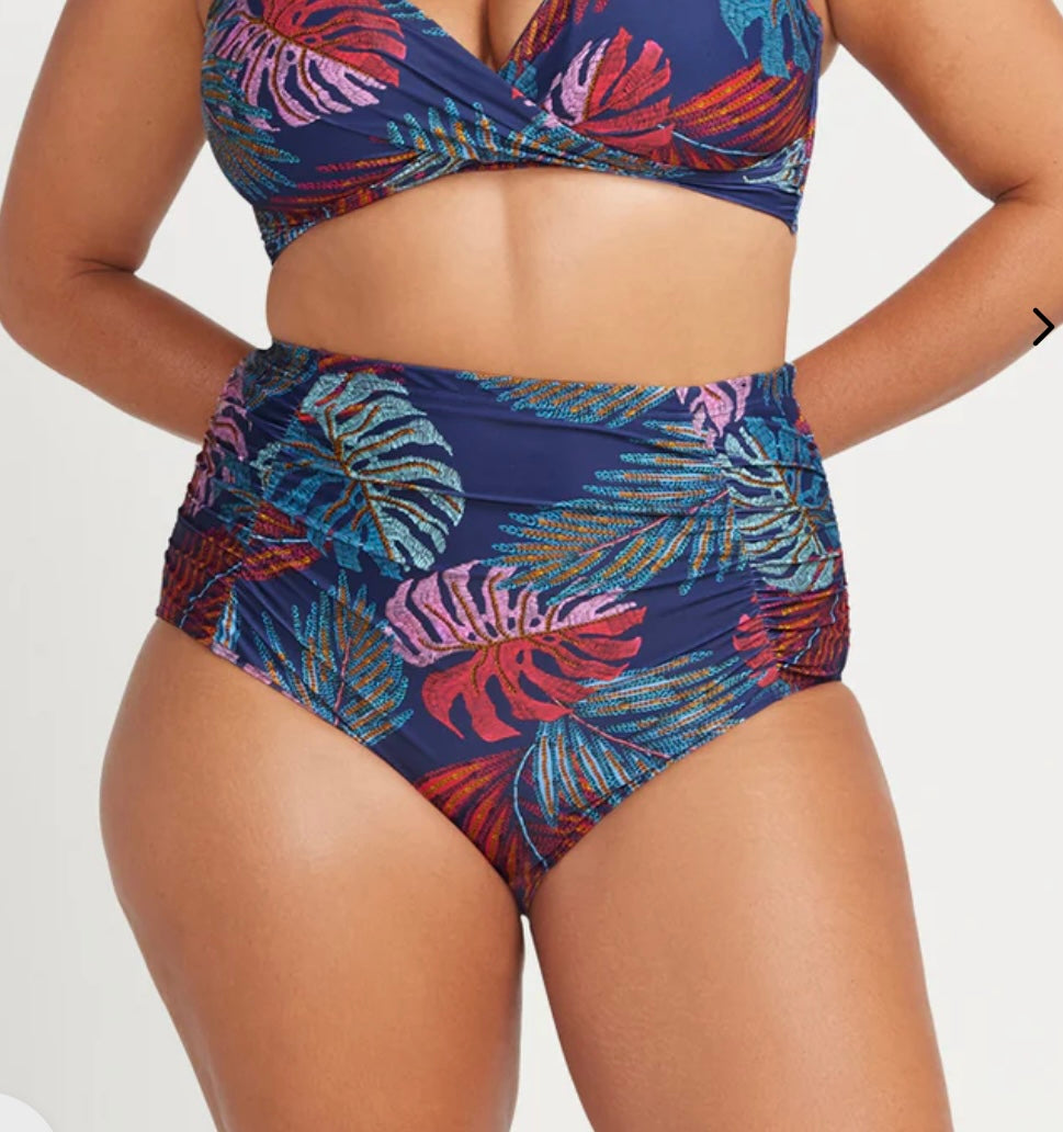 ARTESANDS HIGH WAIST ROUCHED PANT NAVY MULTI