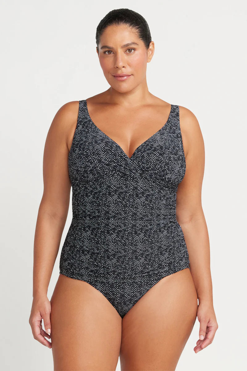 BLACK ZIG ZAG DELACROIX MULTI CUP TANKINI TOP