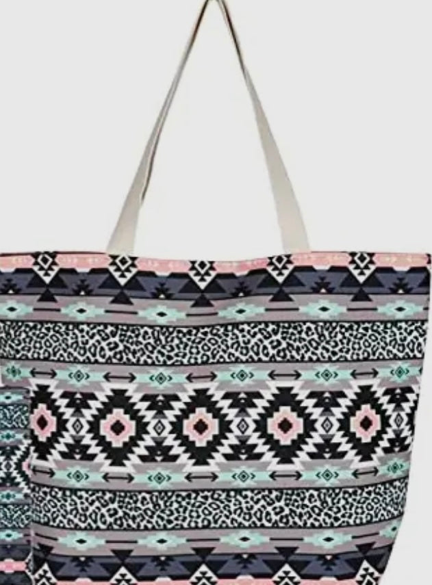 AZTEC LEOPARD BEACH BAG