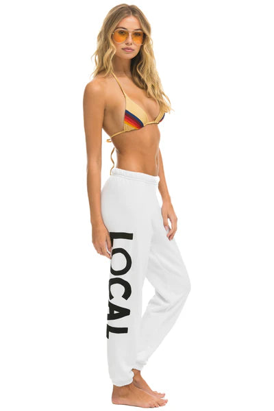AVIATOR NATION-LOCALS ONLY SWEATPANTS-WHITE