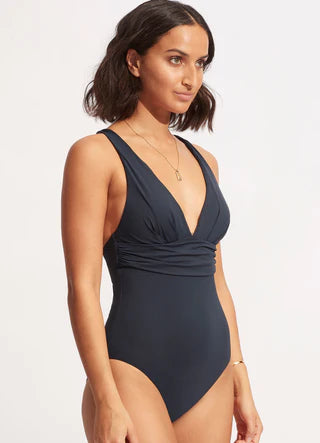 SEAFOLLY-CROSS BACK ONE PIECE-TRUE NAVY