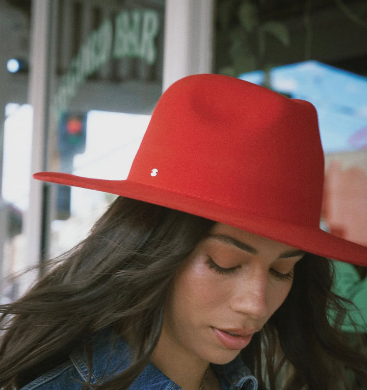 CALLISTO WOOL FEDORA IN ROYAL SCARLET