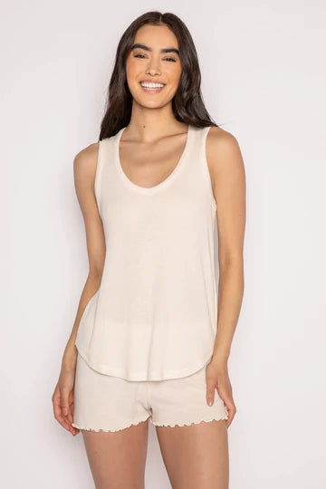 TEXTURED ESSENTIALS LOUNGE TOP - STONE