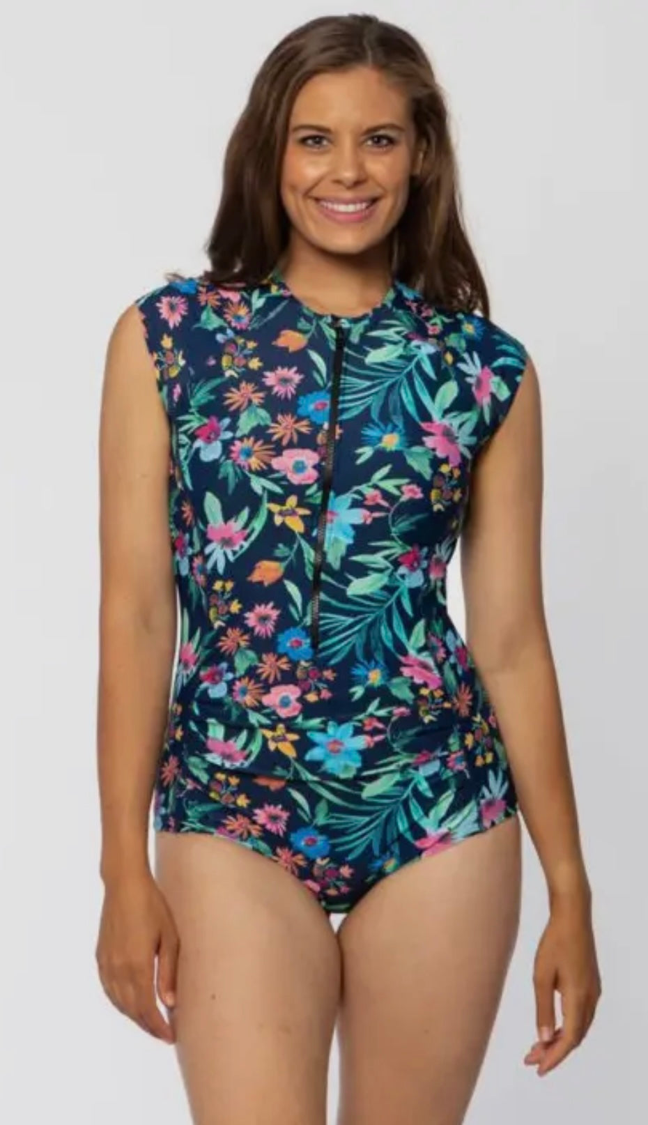 CHLORINE RESISTANT ZIP UP ONE PIECE - MULTI COLOR