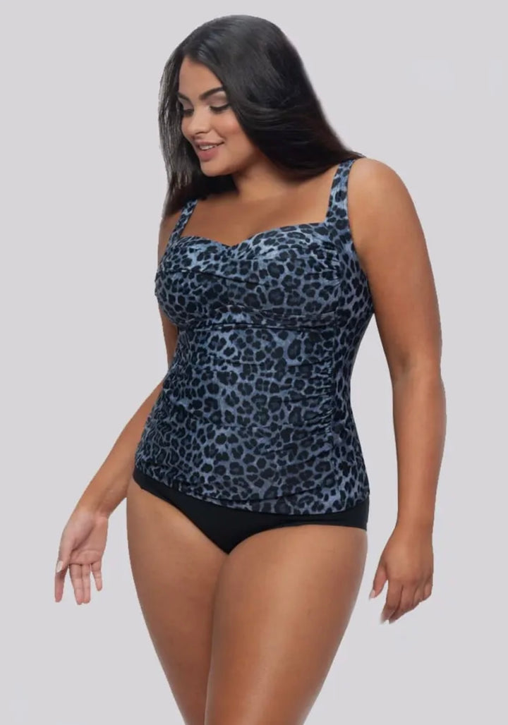 CHLORINE RESISTANT BLUE LEOPARD TANKINI