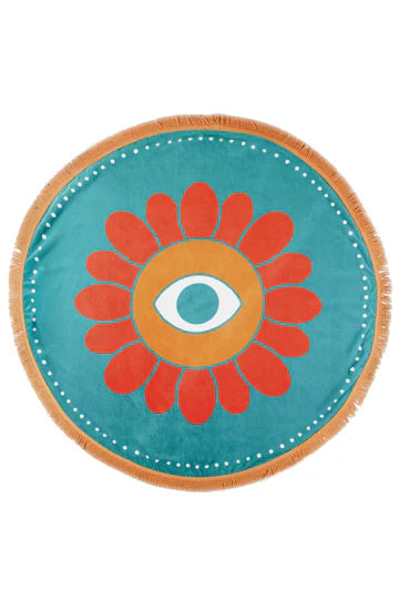 THE FLOWER POWER VELOUR ROUND TOWEL