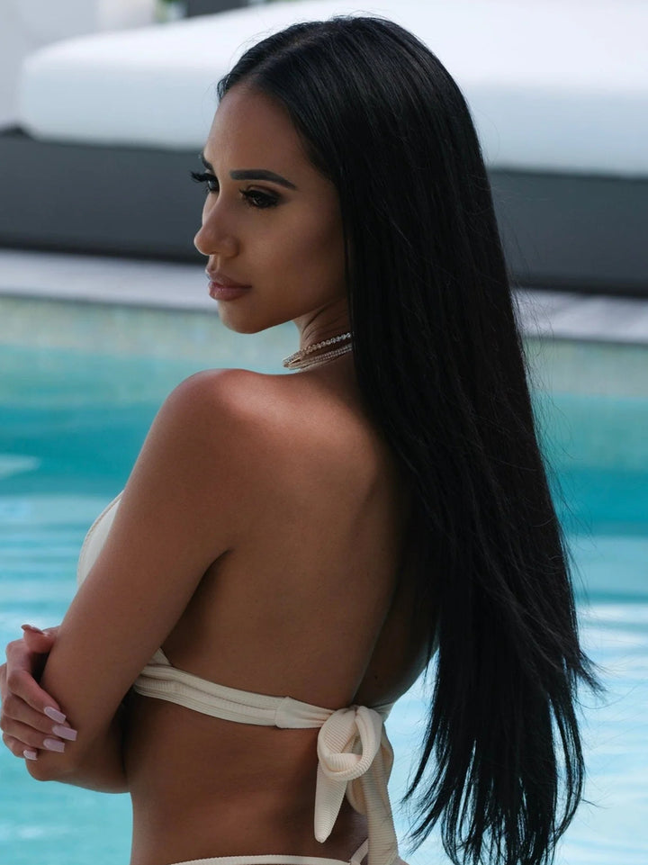 BIKINI CRUSH VICTORIA TOP RIBBED / VANILLA