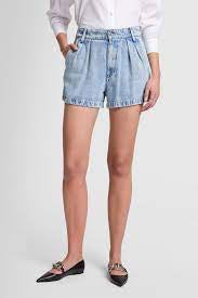7 FOR ALL MANKIND HIGH WAISTED PLEATED SHORTS