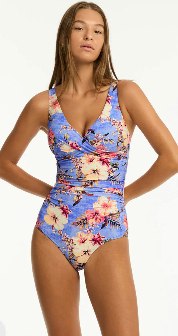 SEA LEVEL BLUE HAWAII CROSS FRONT ONE PIECE