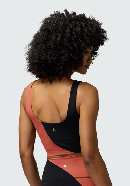 SPIRITUAL GANGSTER INDIE BLOCK CROP TANK /ROSEWOOD /BLACK