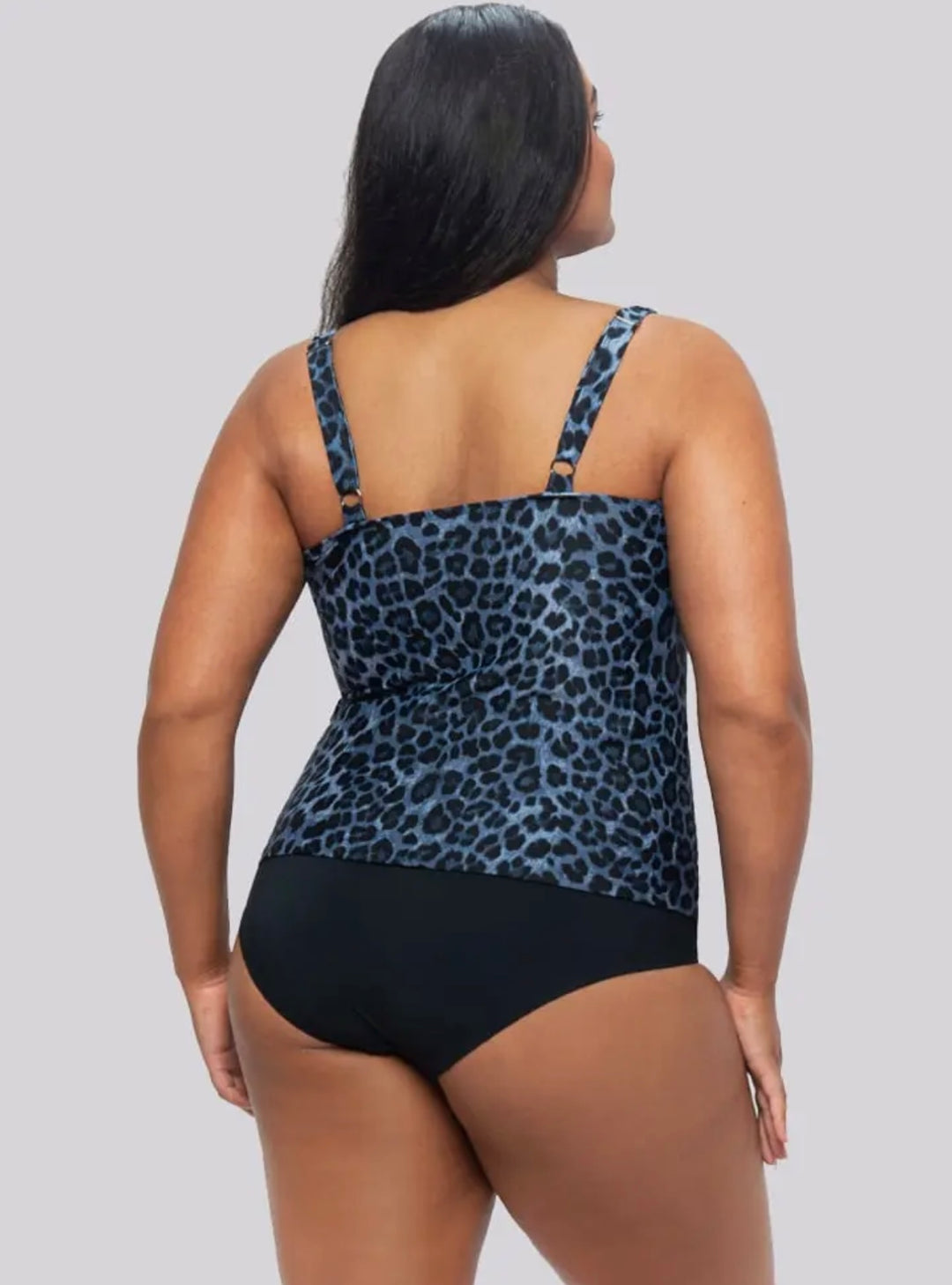 CHLORINE RESISTANT BLUE LEOPARD TANKINI