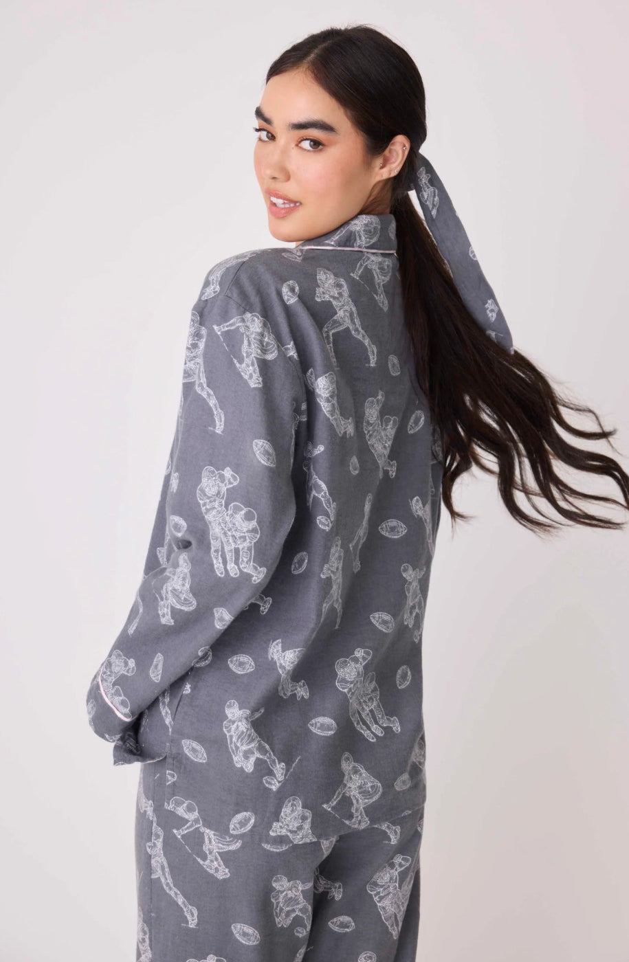 PJ SALVAGE-GAME DAY FLANNEL PJ SET-GREY