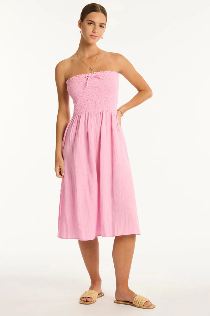 SEA LEVEL SUNSET BEACH SKIRT-STRAPLESS DRESS-PINK