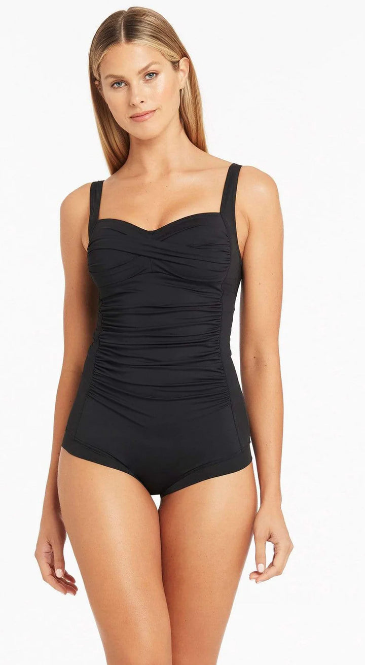 SEA LEVEL ESSENTIALS TWISTED FRONT BOYLEG 1 PIECE /BLACK