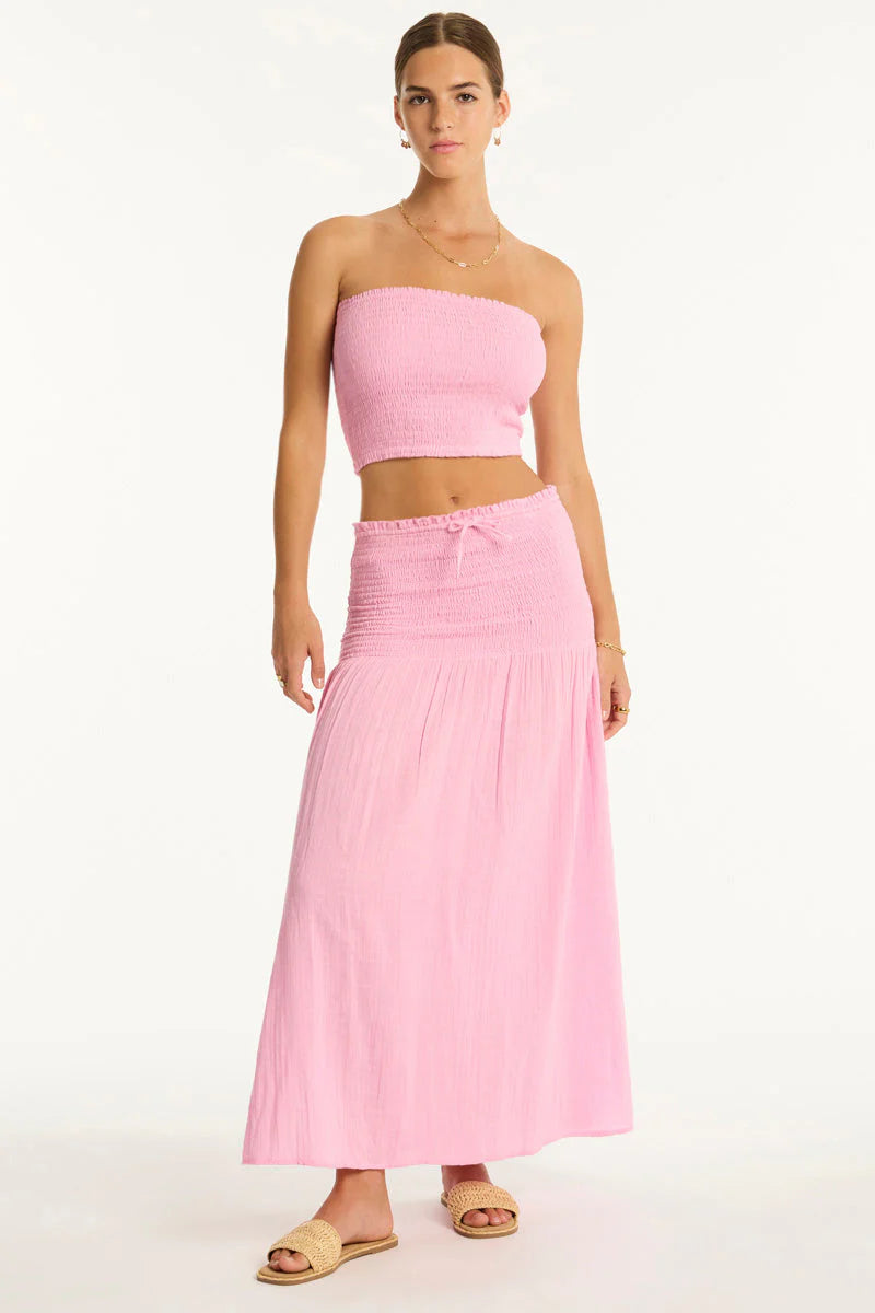 SEA LEVEL SUNSET BEACH SKIRT-STRAPLESS DRESS-PINK