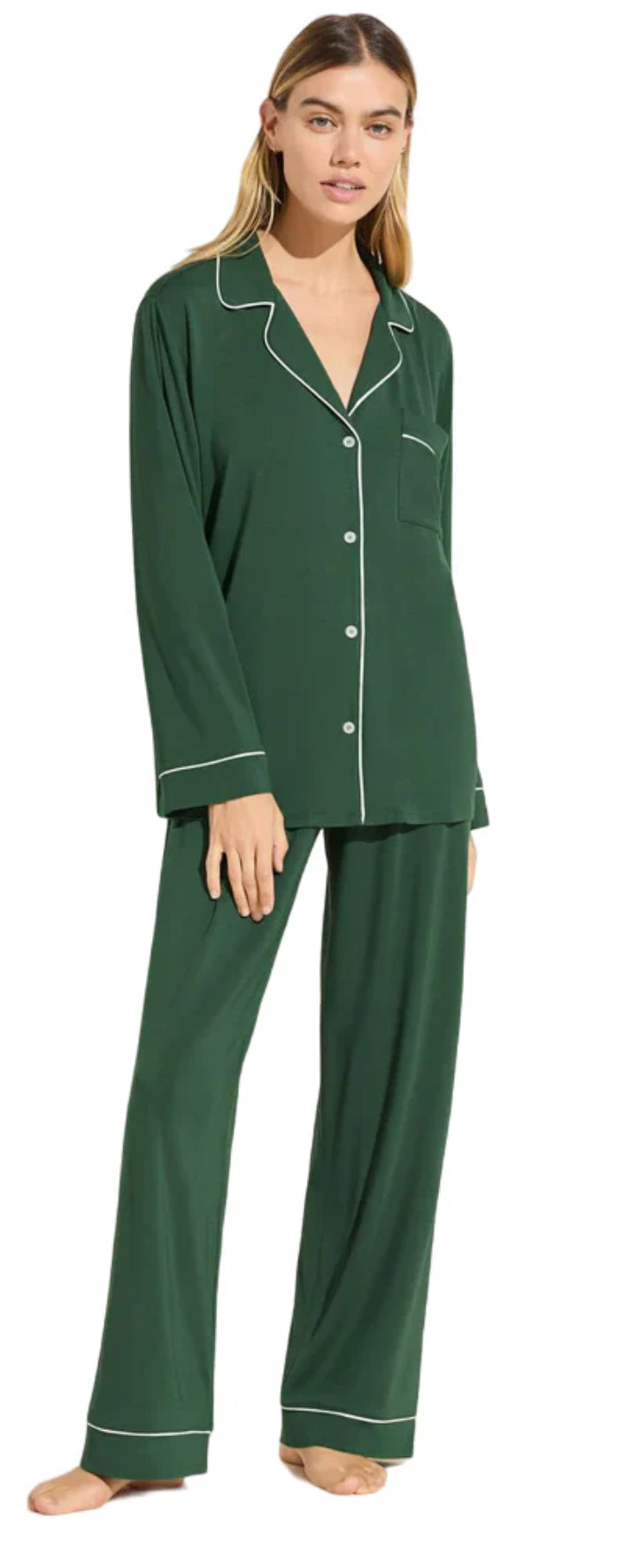 EBERJEY-GISELE LONG PJ SET-FORREST GREEN