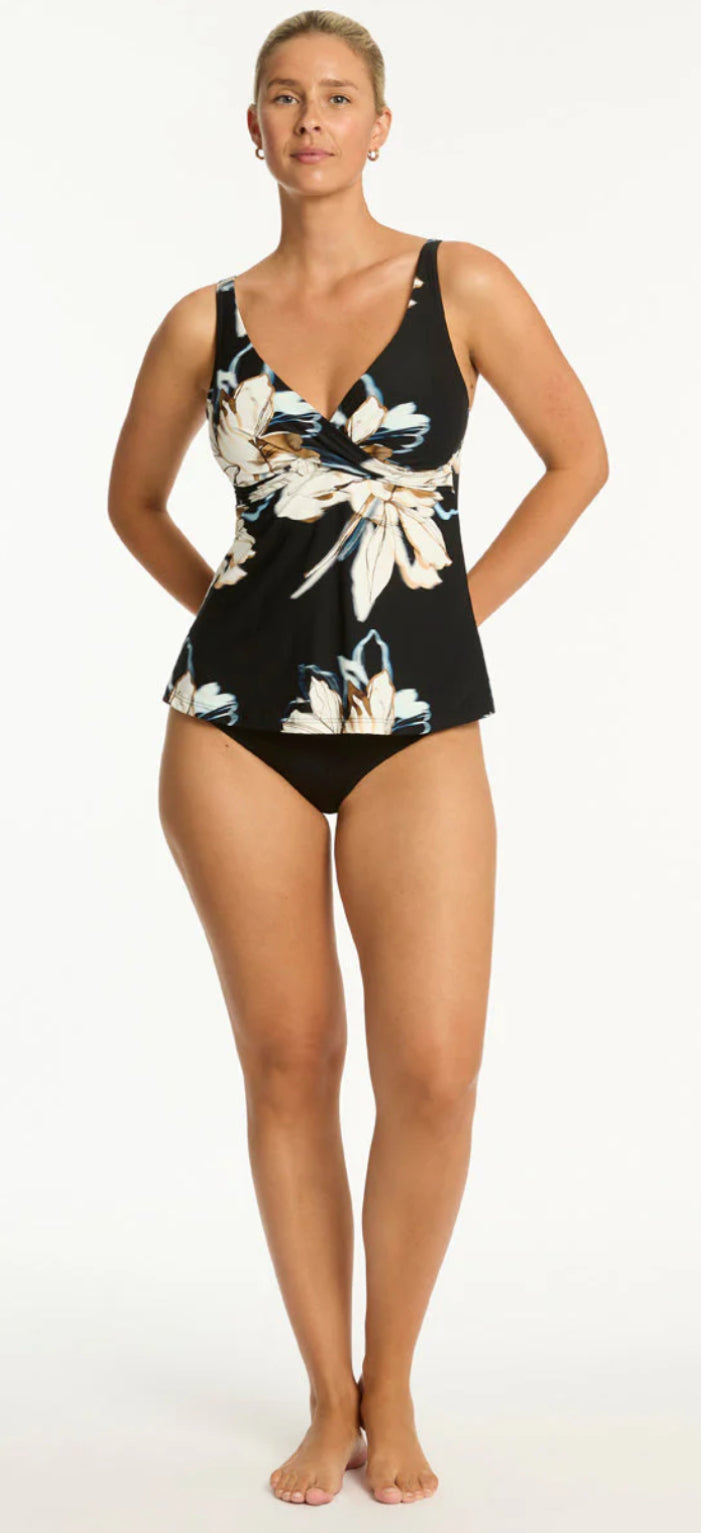 SEA LEVEL LA LUNA CROSS FRONT TANKINI /BLACK