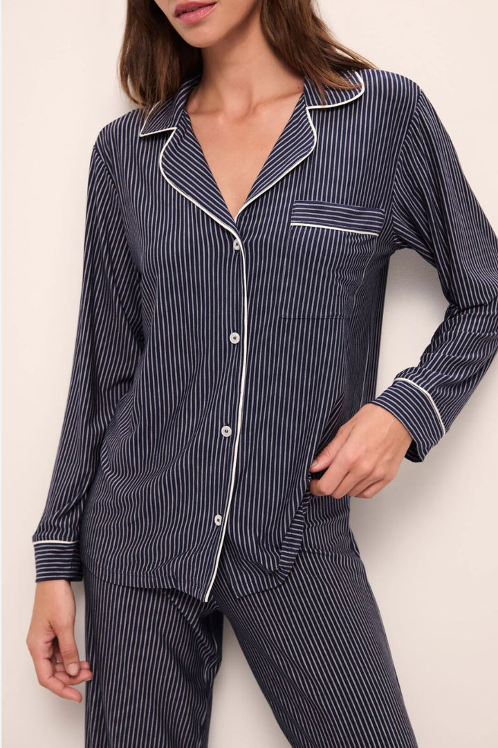 EBERJEY-GISELE LONG PJ SET-NAVY STRIPES