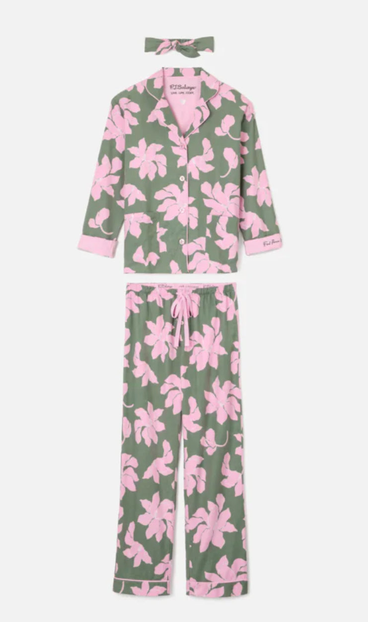 PJ SALVAGE-FIND PEACE WITHIN-OLIVE/PINK FLORAL