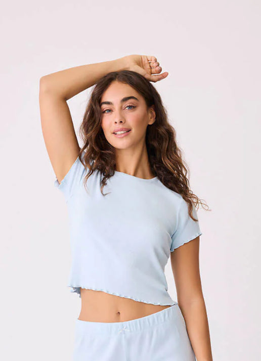 PJ SALVAGE-POINTELLE HEARTS S/S TEE-BLUE HAZE