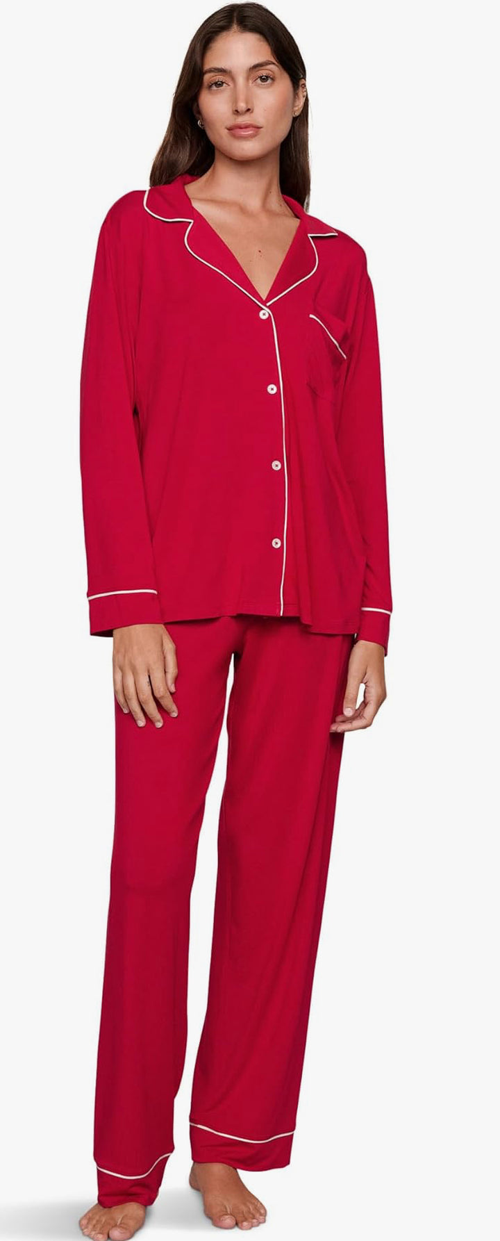 EBERJEY-GISELE LONG PJ SET-RED