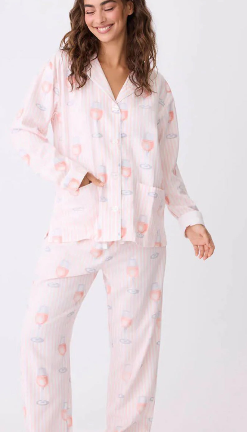 PJ SALVAGE-ROSE ALL DAY FLANNEL PJ SET-PINK