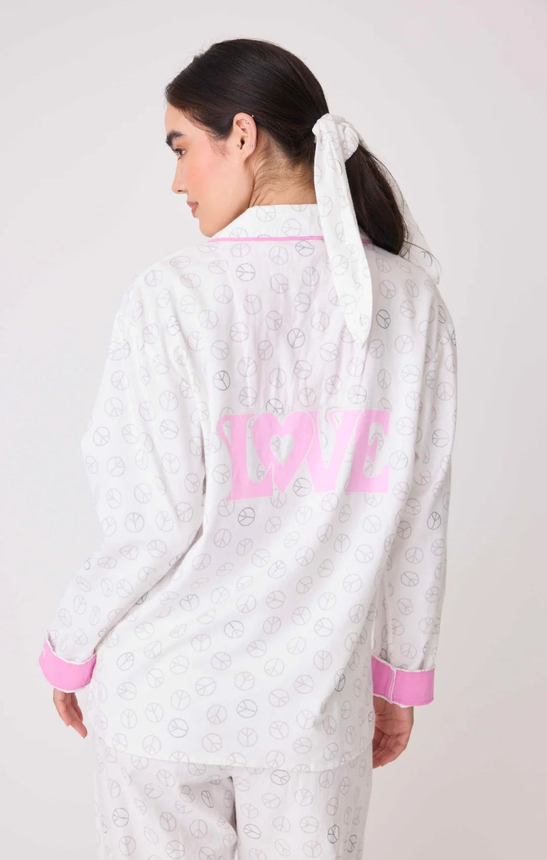 PJ SALVAGE-PEACE OUT FLANNEL PJ SET-IVORY