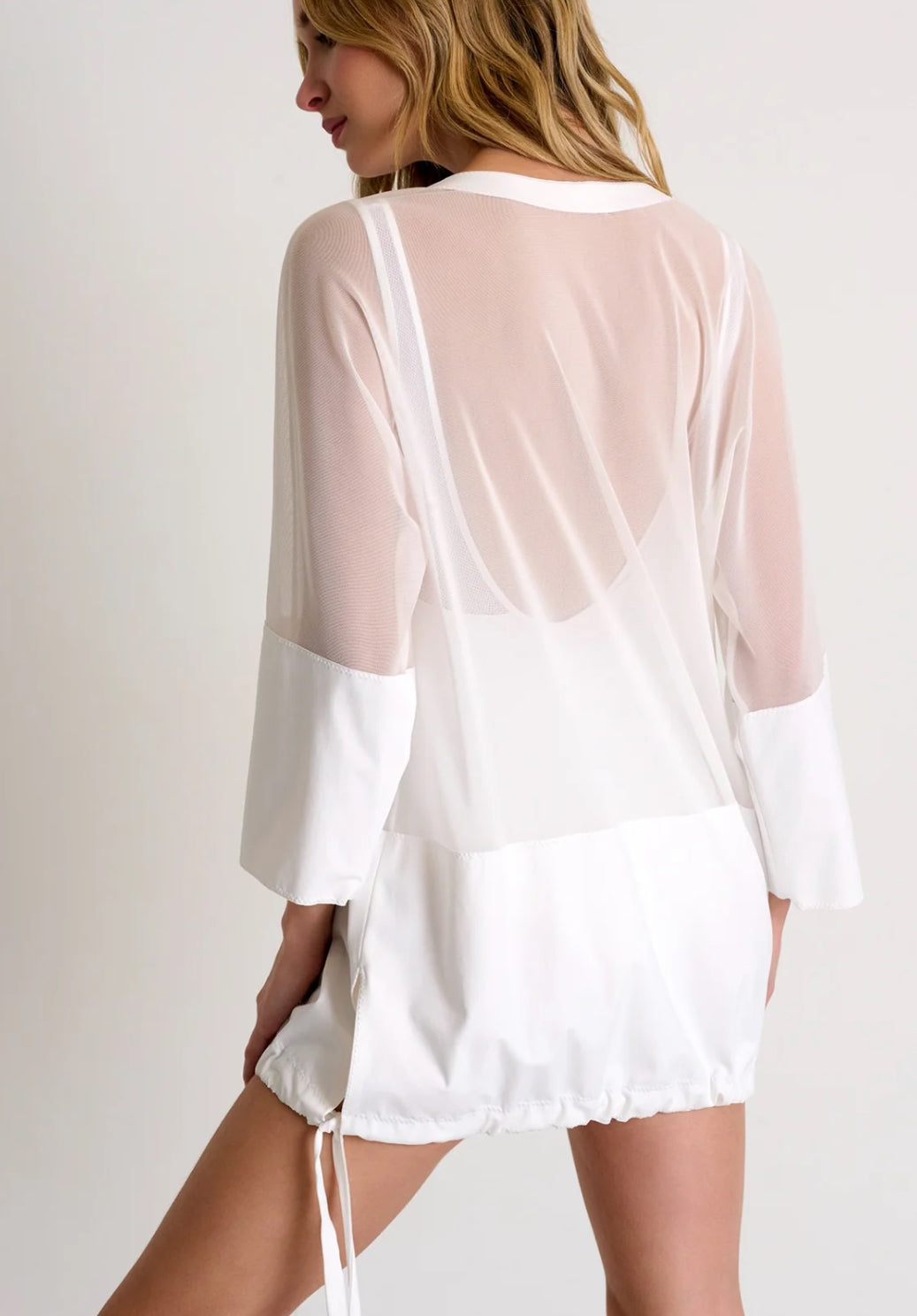 SHAN MIA PAP-3 MESH TUNIC/WHITE TRANSPARENT