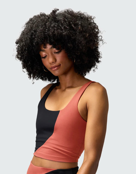 SPIRITUAL GANGSTER INDIE BLOCK CROP TANK /ROSEWOOD /BLACK