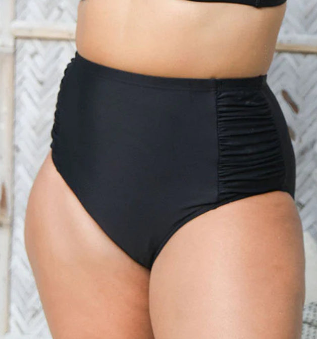 ARTeSANDS HUES RAPHAEL HIGH WAIST ROUCHED SWIM PANTS / BLACK