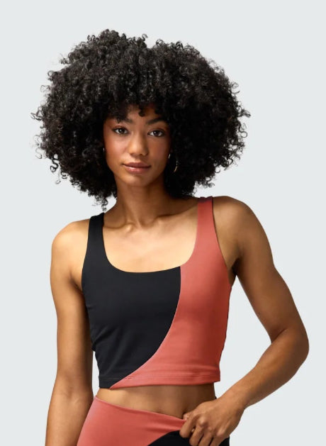 SPIRITUAL GANGSTER INDIE BLOCK CROP TANK /ROSEWOOD /BLACK