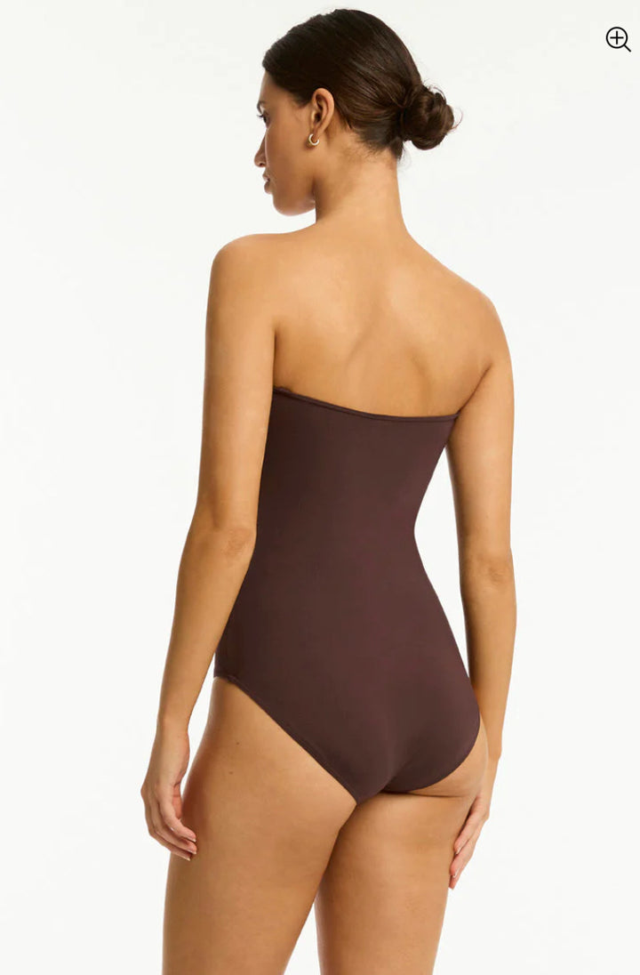 SEA LEVEL ESSENTIALS EDIT TWIST BANDEAU ONE PIECE / COCOA