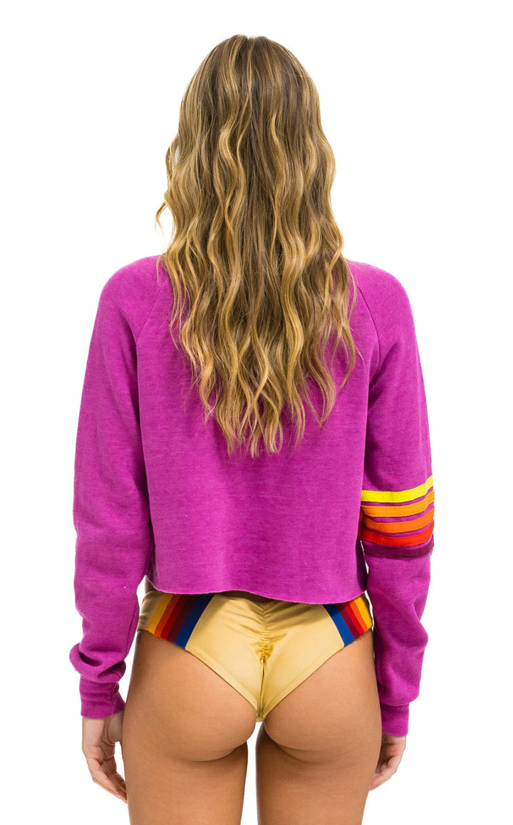 AVIATOR NATION-BOLT RUGBY STITCH CROPPED CREW SWEATSHIRT-MAGORGYEL