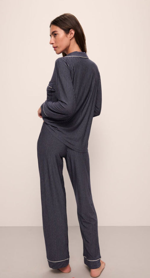 EBERJEY-GISELE LONG PJ SET-NAVY STRIPES