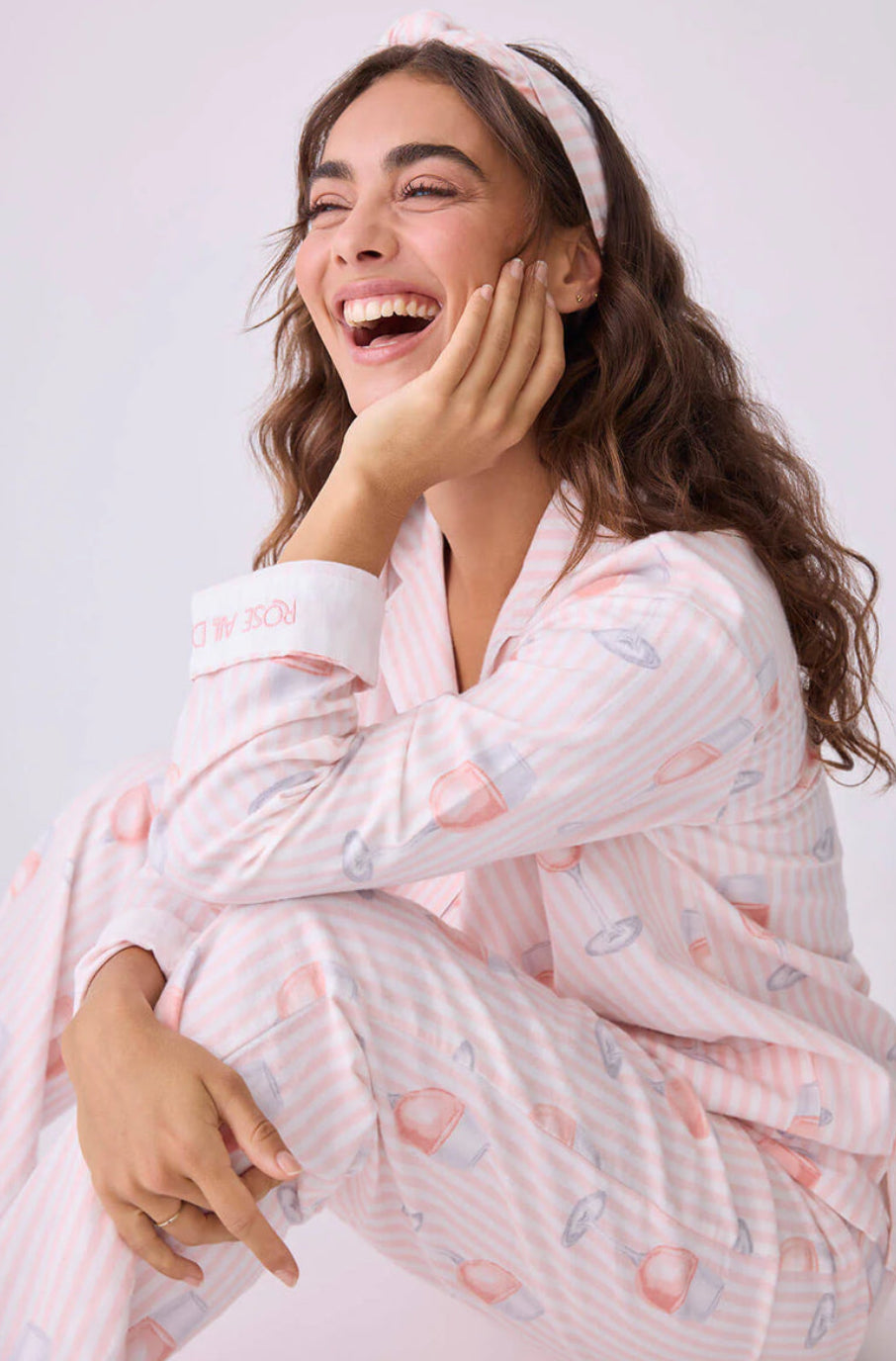 PJ SALVAGE-ROSE ALL DAY FLANNEL PJ SET-PINK