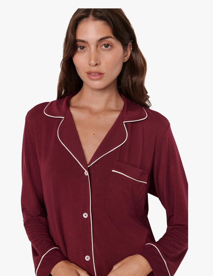 EBERJEY-GISELE LONG PJ SET-WINE