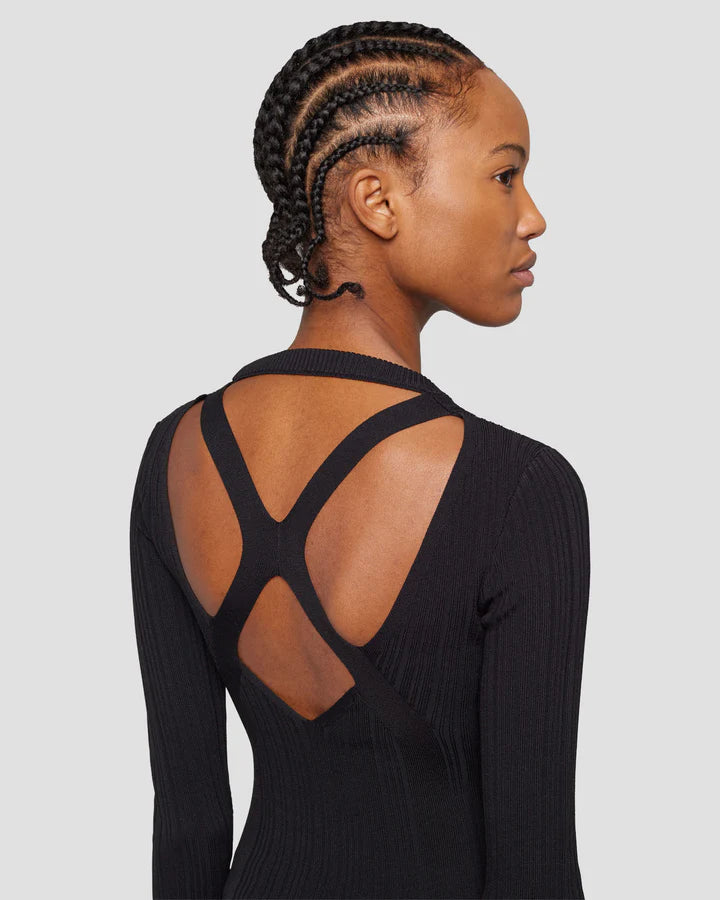 7 FOR ALL MANKIND-OPEN BACK KNIT TOP-BLACK