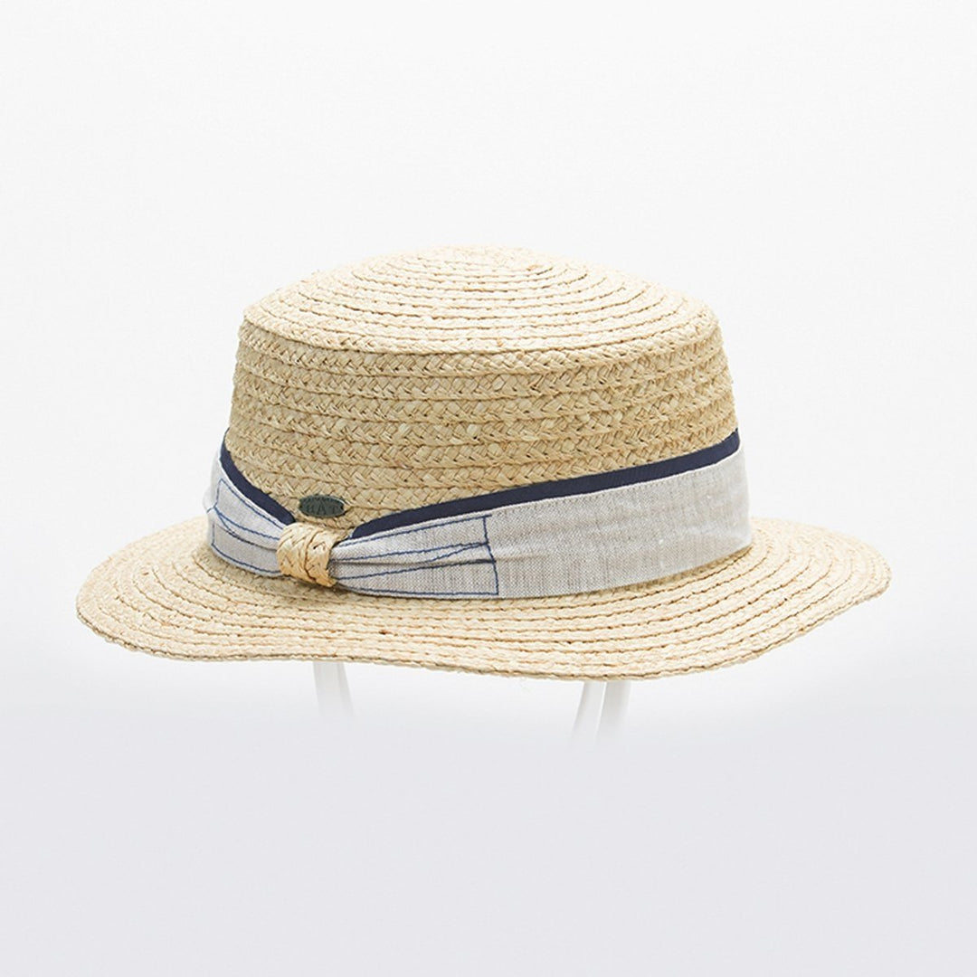 CECILE BOATER HAT WITH LINEN RIBBON
