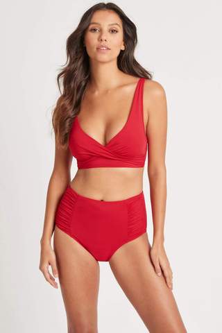 ESSENTIALS GATHERED SIDE HIGH WAIST BOTTOM